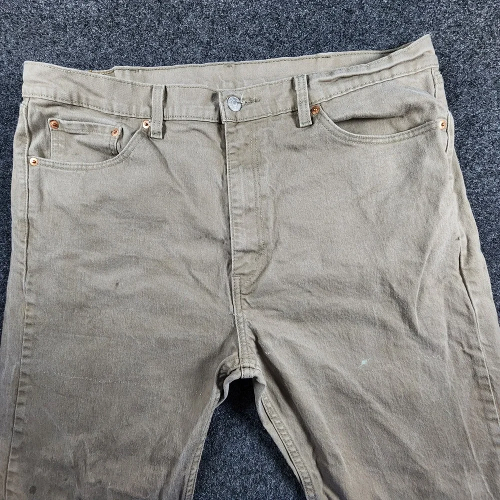 Levi's 505 Regular Fit Jeans Mens 40x32 Khaki Tan Straight Leg Denim Pants